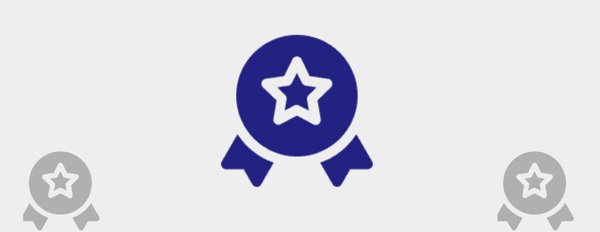 Medal with a star in the centre between to people pictograms